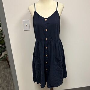 Navy Blue Button-Down Dress
